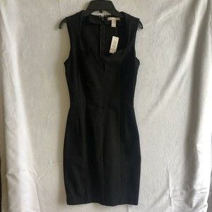 NWT Banana Republic Black Sheath Dress Spandex, Structured, Midi Women's Size 4